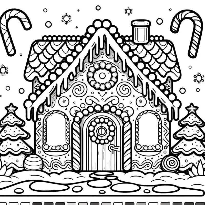 Tranh tô màu ngôi nhà noel 3