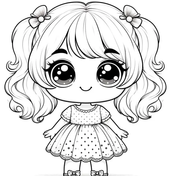 Tranh tô màu búp bê chibi, cute 9