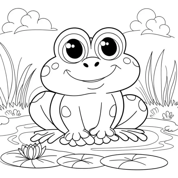 Tranh tô màu con ếch cute 3