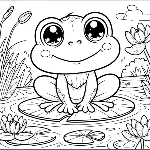 Tranh tô màu con ếch cute 6