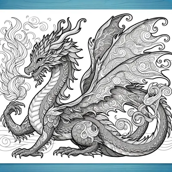 Tranh tô màu con rồng lửa 4