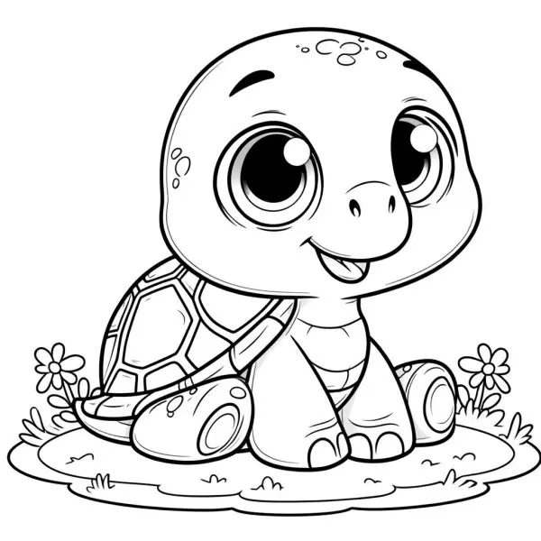Tranh tô màu con rùa cute 5