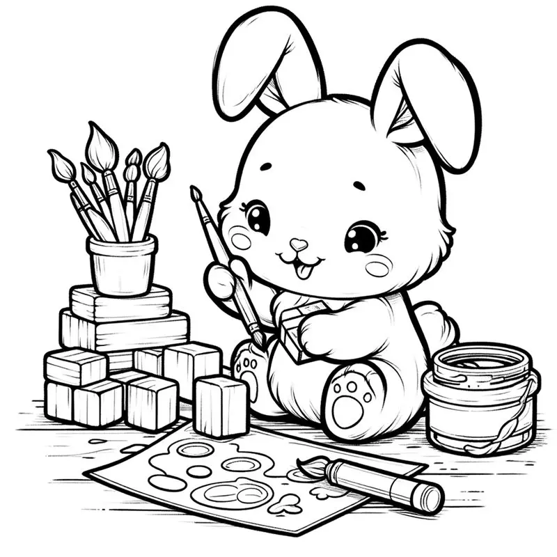 Tranh tô màu con thỏ dễ thương 6