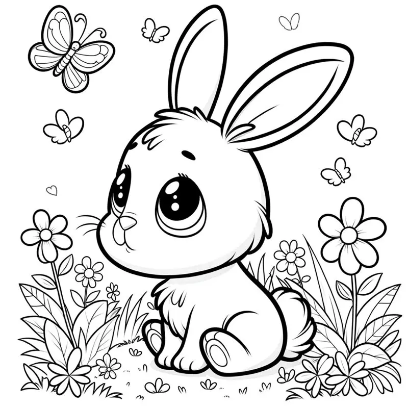 Tranh tô màu con thỏ cute 7