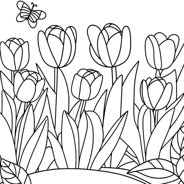 Tranh tô màu hoa tulip 2