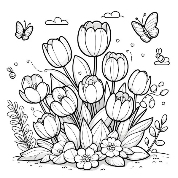 Tranh tô màu hoa tulip 10