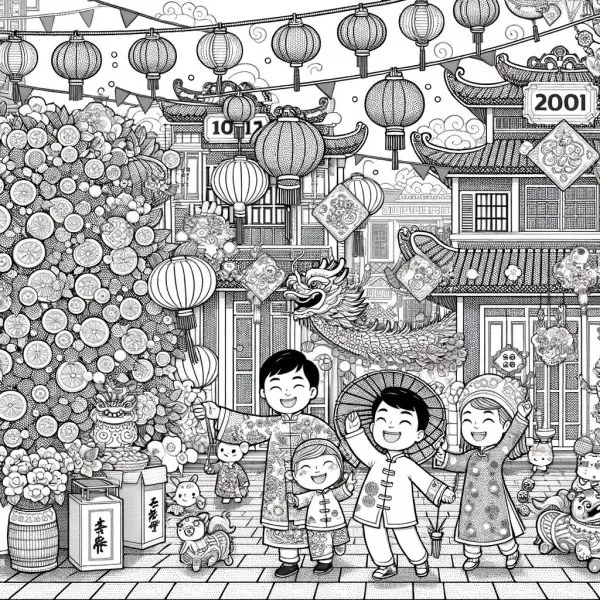 Tranh tô màu Tết Nguyên Đán 9