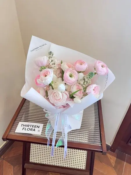 Bó hoa mẫu đơn hồng 9