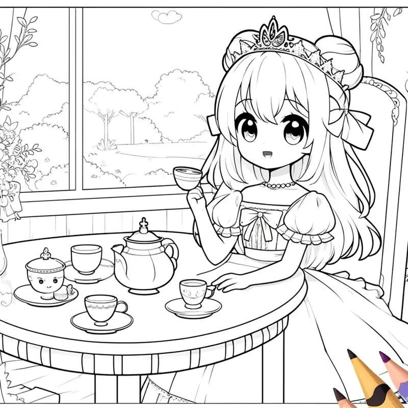 Tranh tô màu công chúa chibi 2