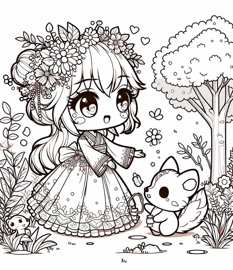 Tranh tô màu công chúa chibi 7