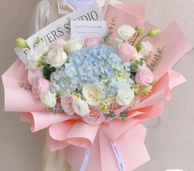 Bó hoa cẩm tú cầu xanh 3