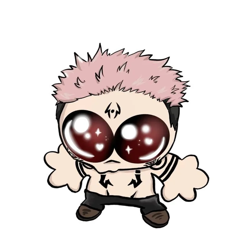 Cute Sukuna chibi với trang phục Jujutsu Kaisen