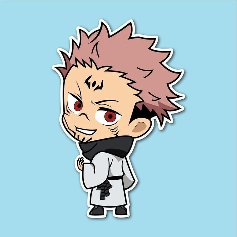 Sukuna chibi head với biểu cảm hài hước